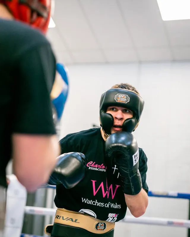 Constantin Ursu in headguard and gloves during a sparring session