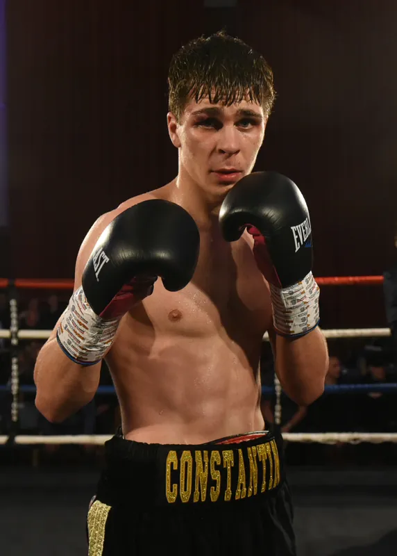 Constantin Ursu with his guard up in the ring on debut night